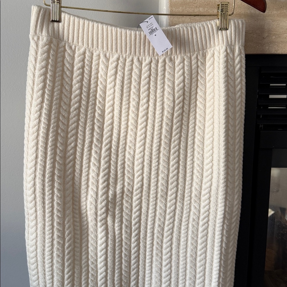 BR Factory Elegant Cream Cable Midi Sweater Skirt NWT